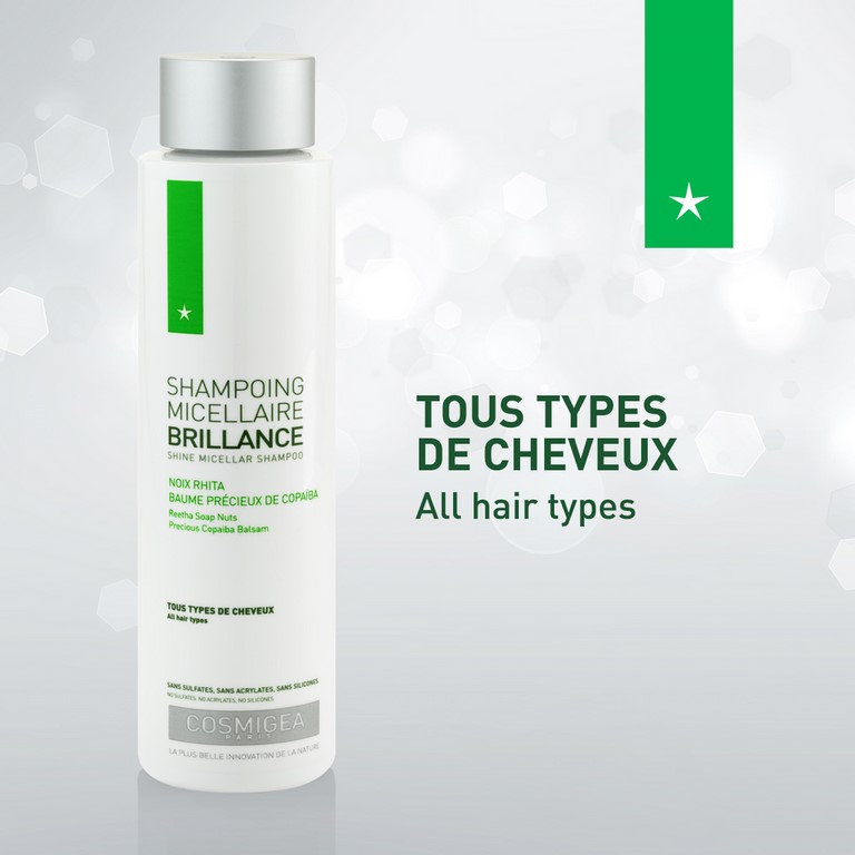 Shampoing naturel micellaire brillance tous types de cheveux